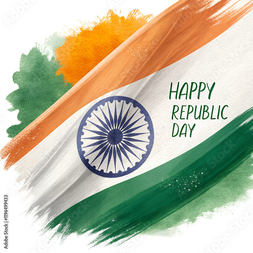 Minimalistic Republic Day Greeting Card with Elegant Typography and Indian Flag Design photo