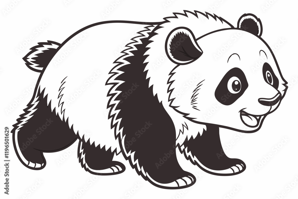Obraz premium cute baby panda . Coloring page. Coloring book. Drawing of cute baby panda isolated on a white background. Vector outline