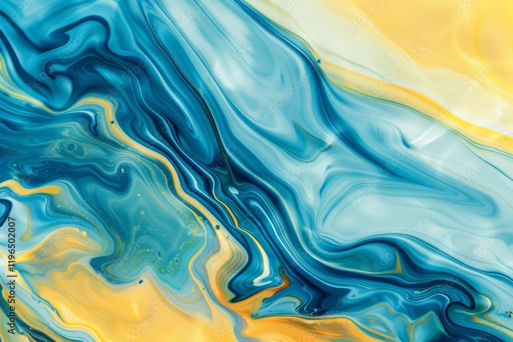 Image of Blue and yellow liquid fluid art pattern. Texture for background usage Image of Blue and yellow liquid fluid art pattern. Texture for background usage