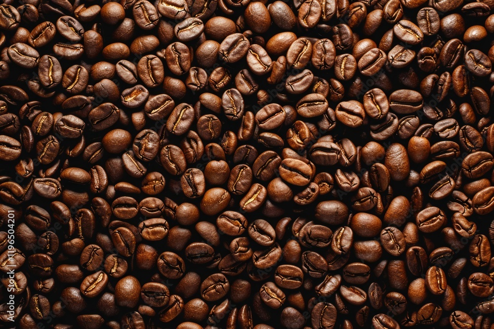Naklejka premium Image of Big pile of fresh roasted coffee beans. Professional photo for food blog