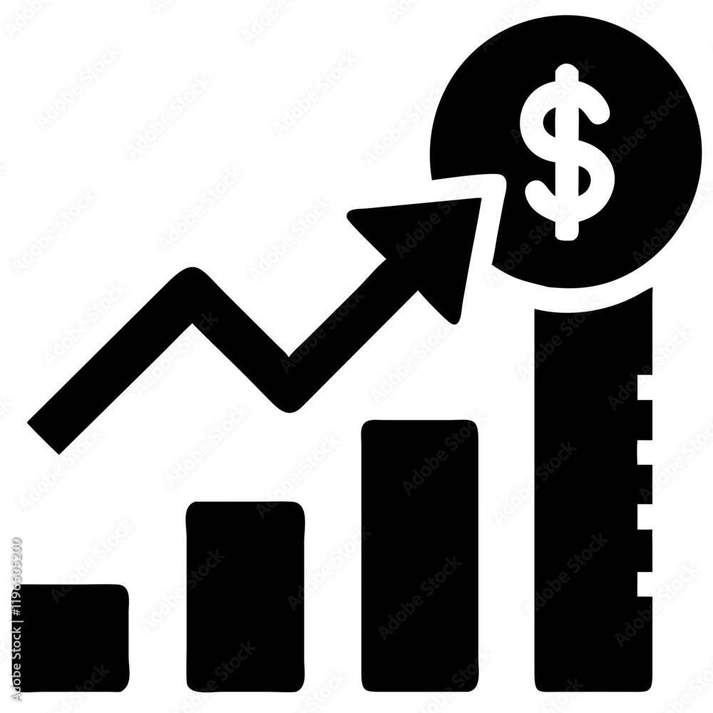 Business growth chart icon representing financial success and marketing trends Business growth chart icon representing financial success and marketing trends