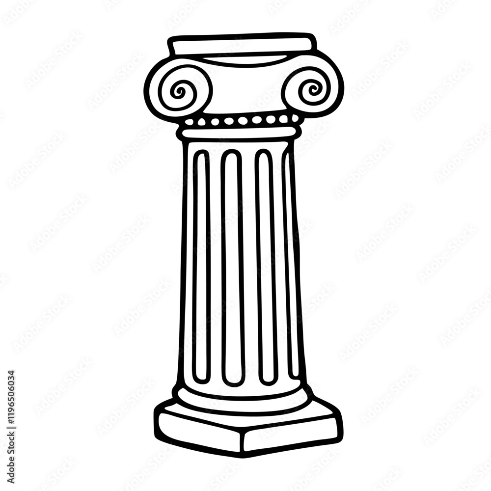 Classical Ionic Column Sketch Timeless Architectural Element in Vector Line Art Classical Ionic Column Sketch Timeless Architectural Element in Vector Line Art