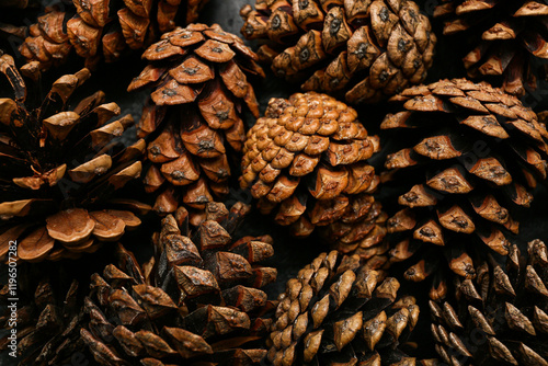 Pile of pine cones as backg...