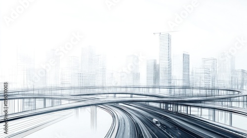 Urban Highway Interchange Blueprint: Futuristic Cityscape Design