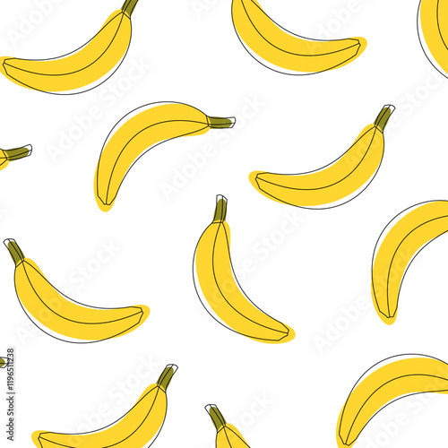 yellow Bananas seamless pattern. Vector illustration