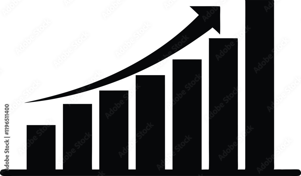 Growth bar chart, Growing graph vector, Business chart with arrow, Profit growing icon vector Growth bar chart, Growing graph vector, Business chart with arrow, Profit growing icon vector