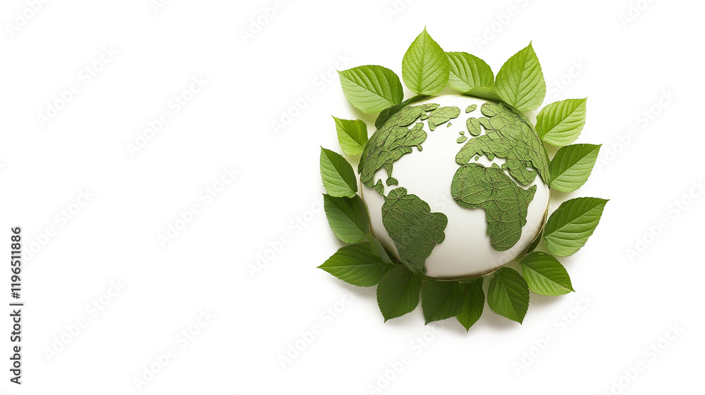 Globe made from leaves isolated on a white background Globe made from leaves isolated on a white background