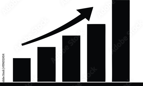 Growth bar chart, Growing graph vector, Business chart with arrow, Profit growing icon vector