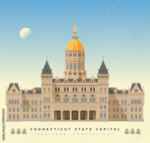 Connecticut State Capitol - Hartford - Stock Illustration