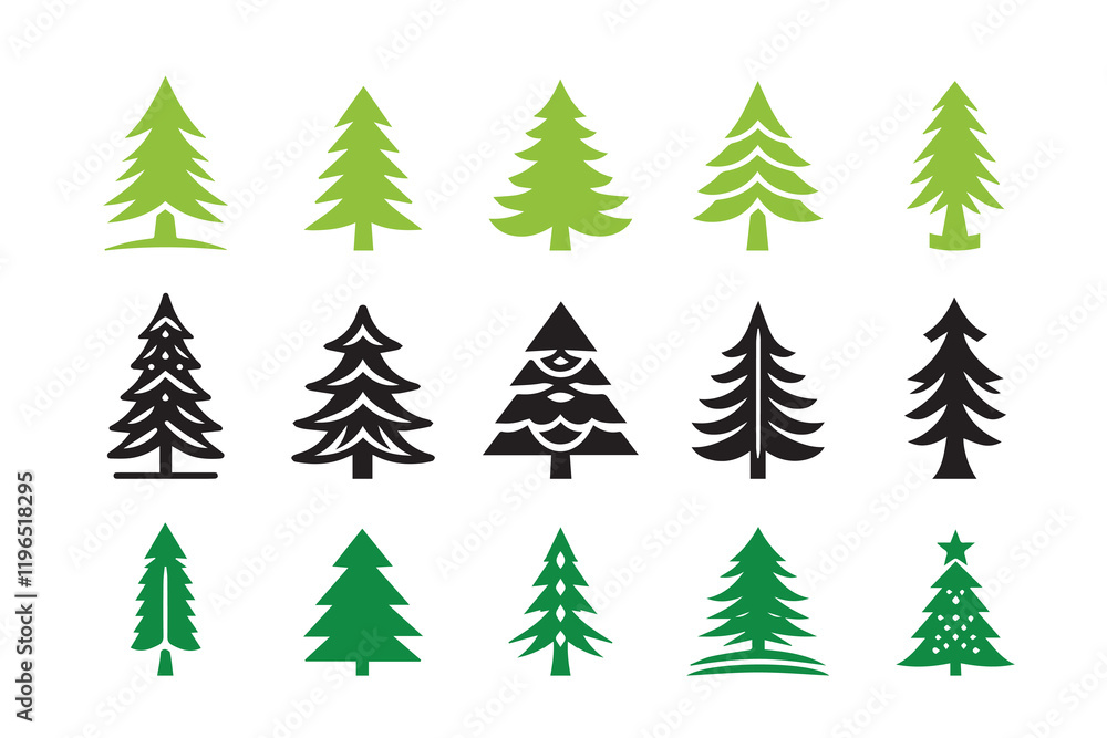 Obraz premium Pine Tree Logo Icon Pack Bundle silhouette Illustration