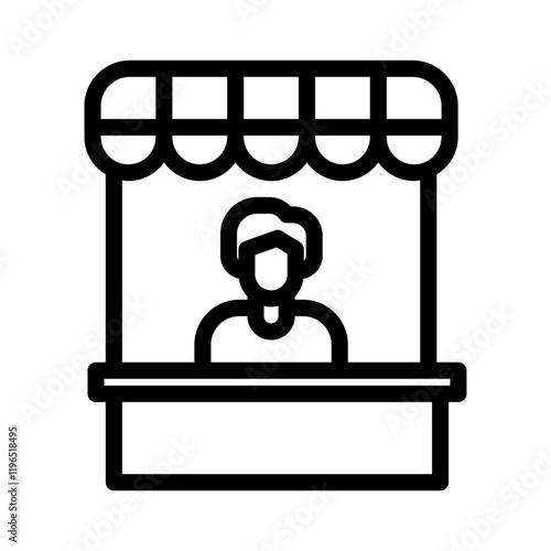 8 shopkeeper line icon illustration vector graphic