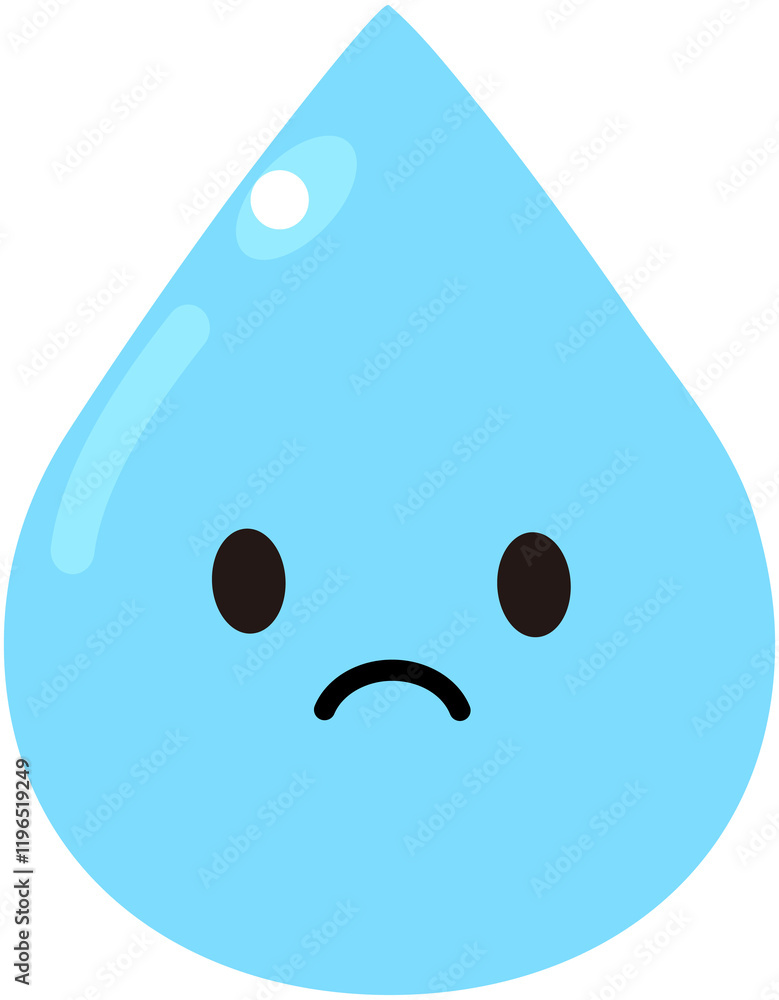 Unhappy Water drop Cartoon Icon Unhappy Water drop Cartoon Icon