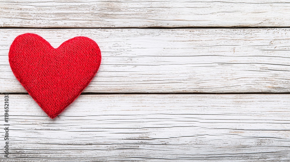 A minimalist Valentine's Day card with a heart-shaped design in red and white, placed on a wooden surface with a soft blurred background for copy space A minimalist Valentine's Day card with a heart-shaped design in red and white, placed on a wooden surface with a soft blurred background for copy space