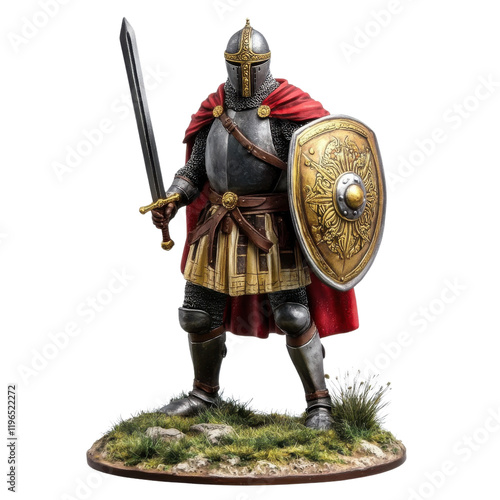 medieval knight figurine on white background photo