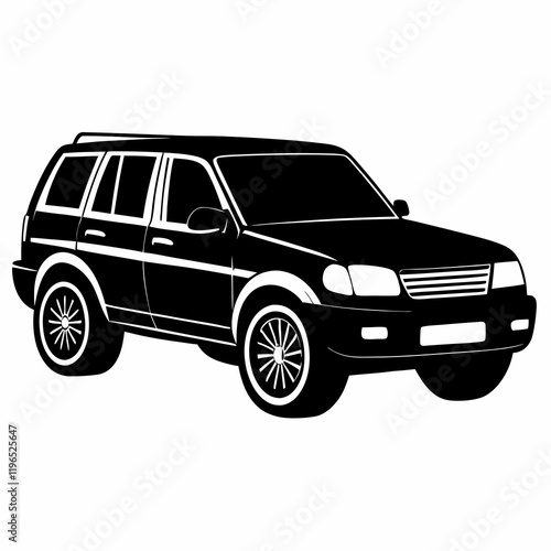 SUV black silhouette vector illustration and white background