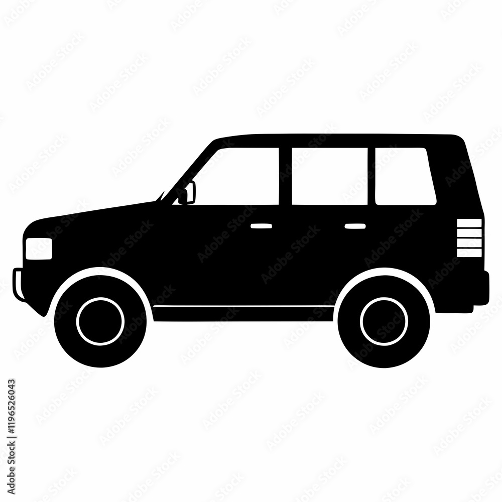 SUV black silhouette vector illustration and white background SUV black silhouette vector illustration and white background