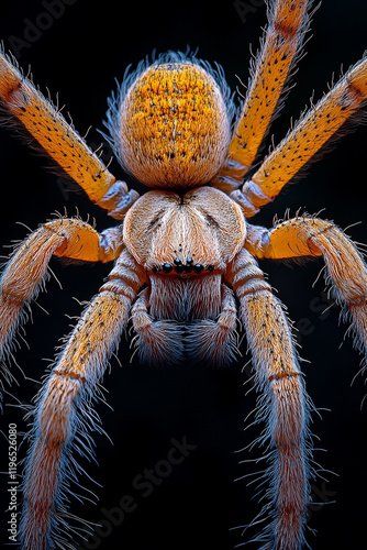 A Close Up View Of A Hairy Orange Spider photo