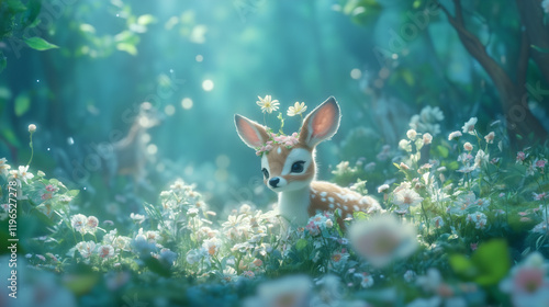 Fawn in Enchanted Meadow: A...