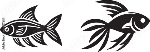 Silhouette of Neon Tetra isolated with white background