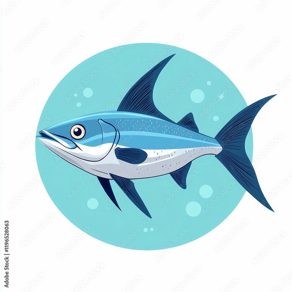 Obraz premium Majestic Ocean Fish: A Stunning Underwater Scene. Discover the beauty of marine wildlife in this vibrant illustration. Explore the depths of the ocean and witness the wonders of nature.