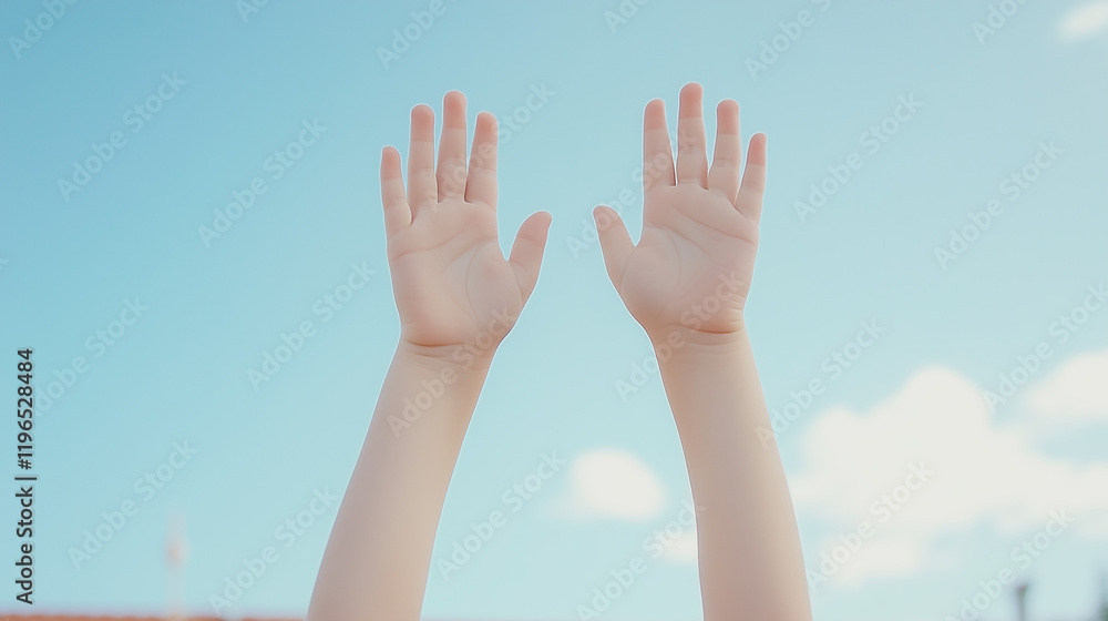 Reaching for the Sky: Two hands reach upwards against a vibrant blue sky, symbolizing hope, freedom, and aspiration. A simple yet powerful image conveying a sense of optimism and limitless potential. Reaching for the Sky: Two hands reach upwards against a vibrant blue sky, symbolizing hope, freedom, and aspiration. A simple yet powerful image conveying a sense of optimism and limitless potential.