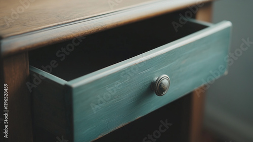 Open Drawer, Teal and Wood:...