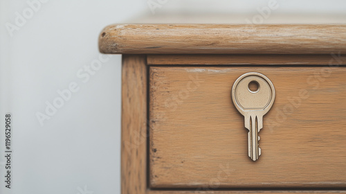 Wooden Key on Drawer: A clo...