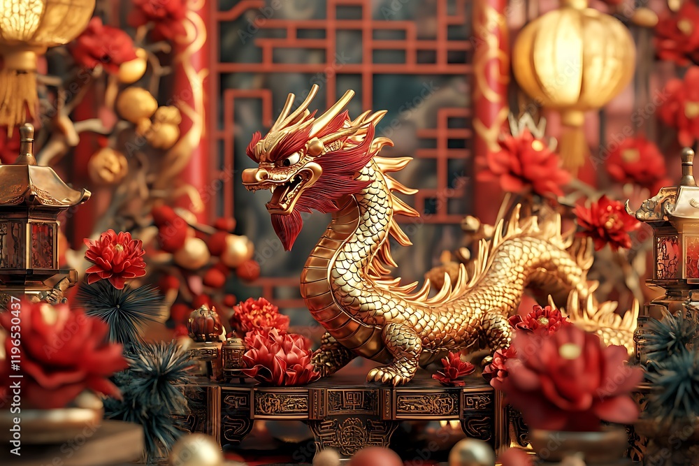 Obraz premium Creative 3D Illustration for Happy Chinese New Year 2025 Celebration