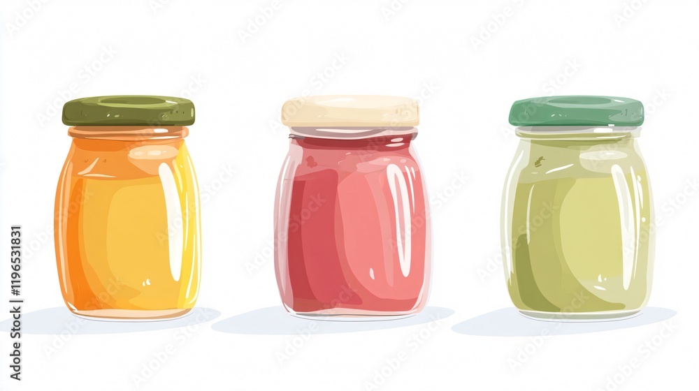 Trio of Colorful Jars: A Still Life of Preserved Delights Trio of Colorful Jars: A Still Life of Preserved Delights