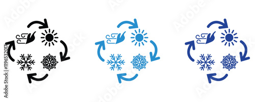 4 season icon in circle diagram chart isolated on white background.