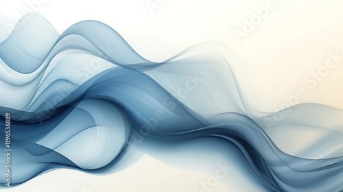 Abstract Blue Waves Background with Fluid Movement and Soothing Tones Evoking Calm and Tranquility