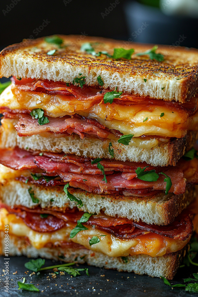 Delicious Grilled Bacon Cheddar Sandwich Layers Delicious Grilled Bacon Cheddar Sandwich Layers