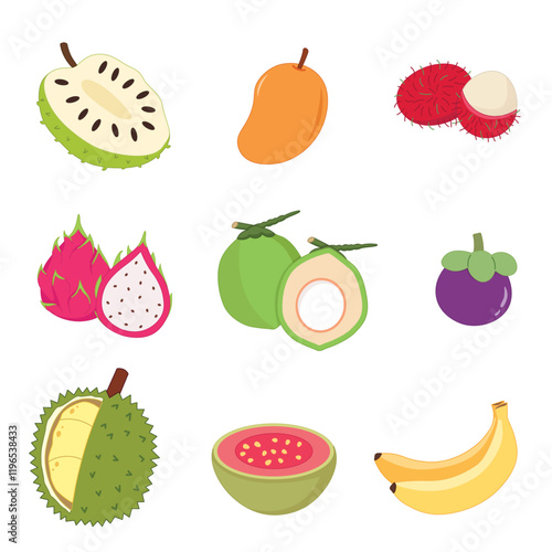 Tropical fruits - collection set