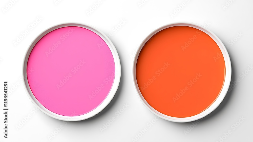 Pink and Orange Paint in Circular Dishes Pink and Orange Paint in Circular Dishes