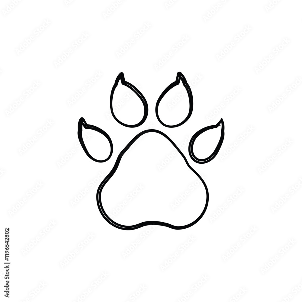 Cat/dog paw icon isolated on white background. Footprint of pet. Dog or cat Cute shape paw print icon. Cat/dog paw icon isolated on white background. Footprint of pet. Dog or cat Cute shape paw print icon.