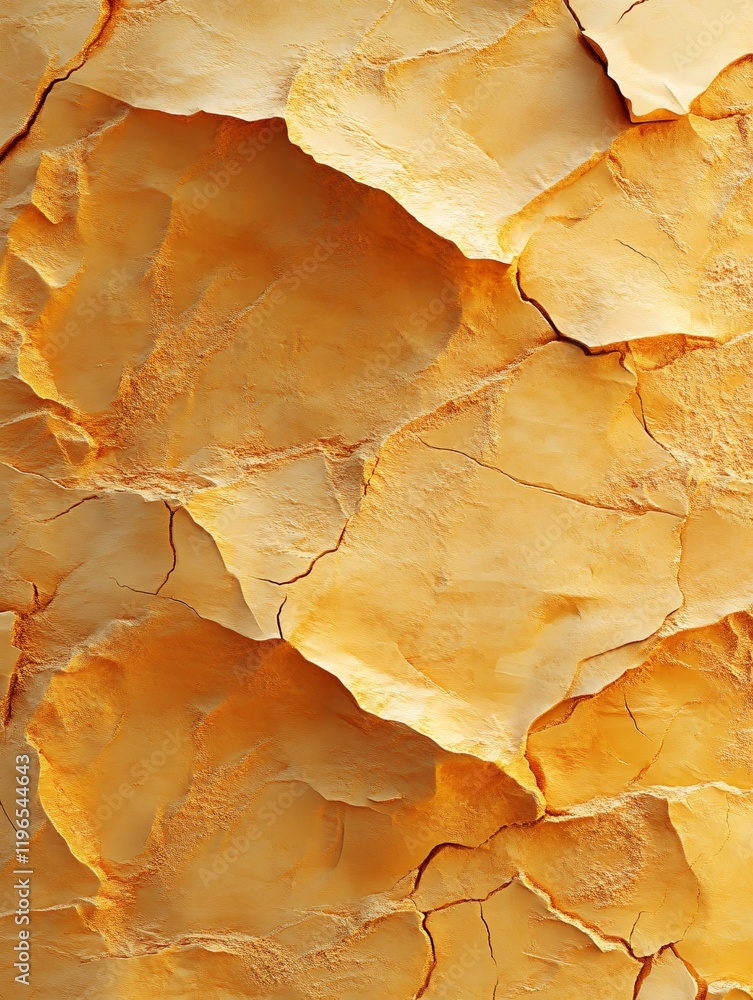 Fototapeta premium Textured background of cracked yellow stone formation with natural patterns