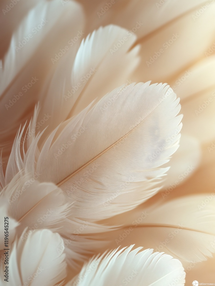 Soft white feathers with gentle texture create a tranquil background effect Soft white feathers with gentle texture create a tranquil background effect
