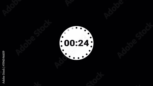 30 second countdown timer animation from 30 seconds to 0 seconds with alpha channel , 30 seconds countdown timer on a transparent background.	 photo