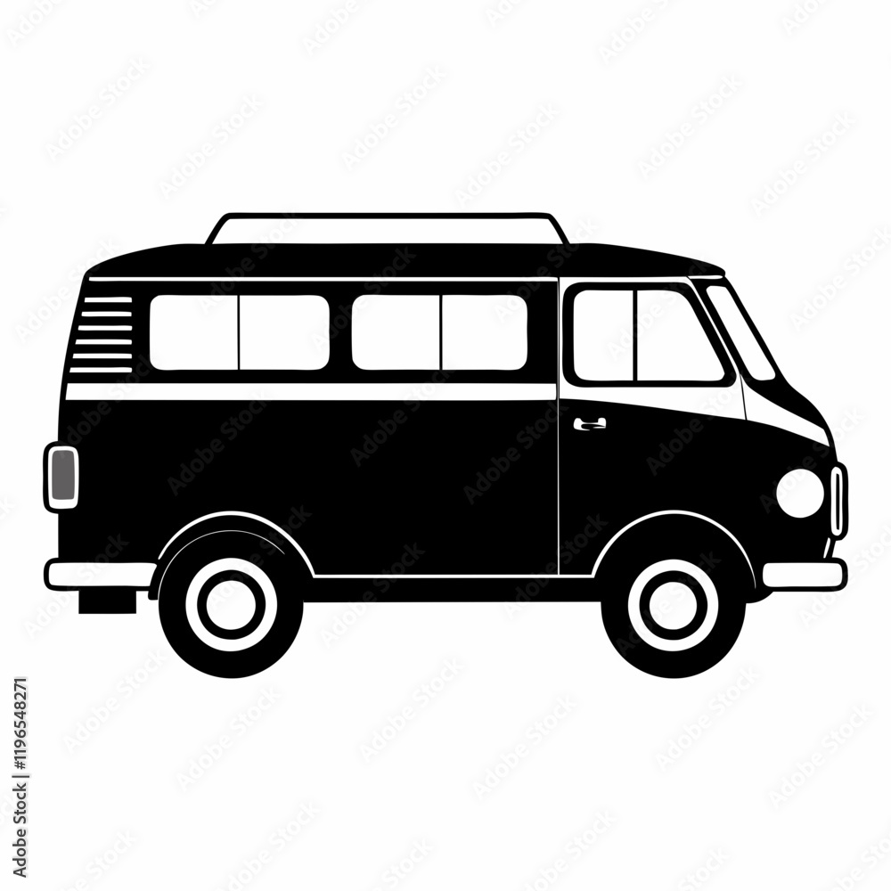 Van black silhouette vector illustration and white background Van black silhouette vector illustration and white background