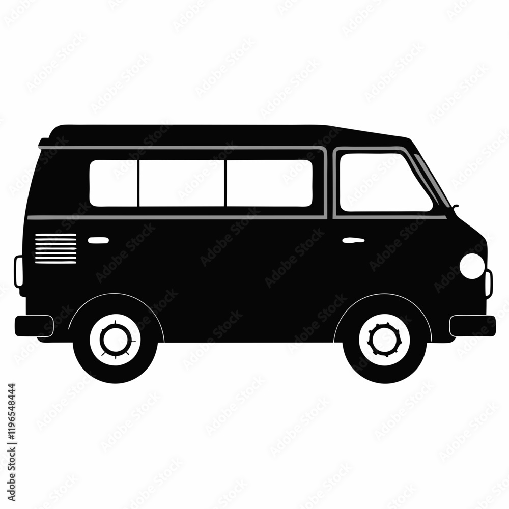 Van black silhouette vector illustration and white background Van black silhouette vector illustration and white background