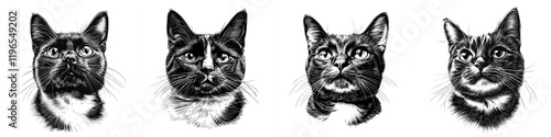 Wallpaper Mural Portraits of four distinct cats showcasing unique features and expressions Torontodigital.ca