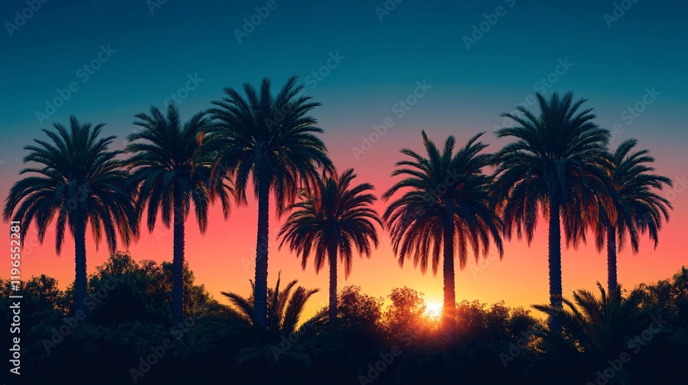 Sunset over palm trees tropical paradise landscape photography vibrant environment scenic view Sunset over palm trees tropical paradise landscape photography vibrant environment scenic view