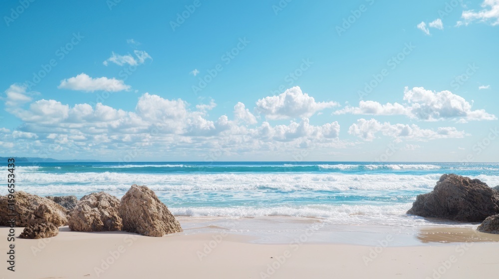 Sunny Beach with Rolling Waves Sunny Beach with Rolling Waves