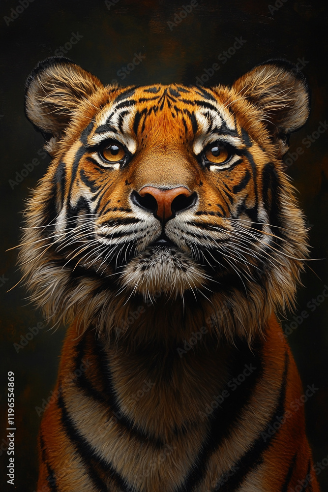 Fototapeta premium Majestic Tiger Portrait A Striking Close Up
