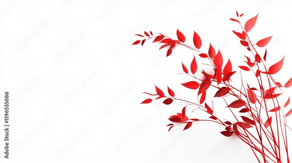 Red Leaves on White: A Minimalist Nature-Inspired Design Red Leaves on White: A Minimalist Nature-Inspired Design