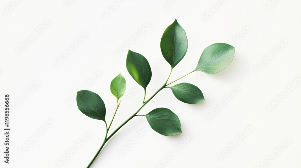 Fototapeta premium Green Leaf on White: Minimalist Botanical Art | Nature Photography