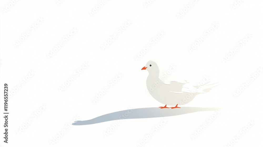 Fototapeta premium White Dove on a White Background: A Symbol of Peace and Serenity