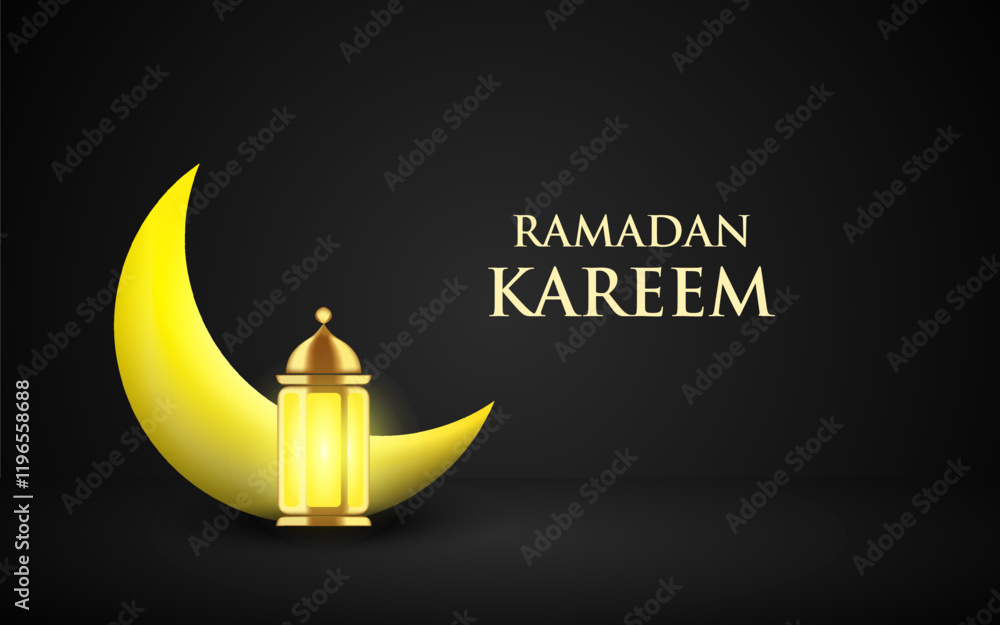Islamic banner background with crescent moon, and lantern. vector illustration Islamic banner background with crescent moon, and lantern. vector illustration