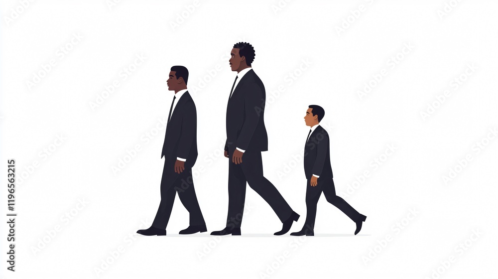 Obraz premium Three Black Men in Suits Walking in Unity and Progress