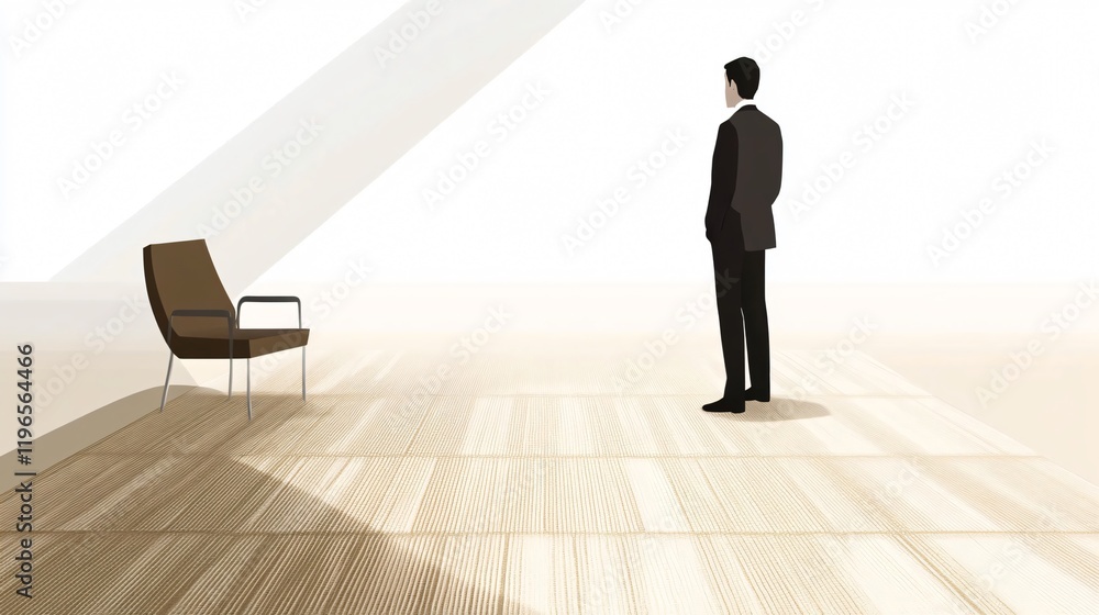 Contemplation in Empty Room: A Businessman's Introspective Moment